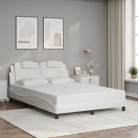 vidaXL Cadre de lit Viana sans matelas blanc 140x190 cm similicuir (1/5)