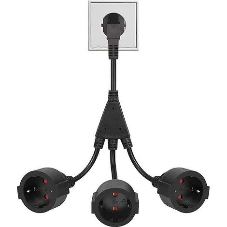 Rallonge électrique avec adaptateur triple prise, idéale pour ordinateur et usage domestique (prise européenne). (1/5)