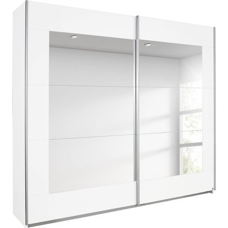 Meuble à Portes Coulissantes avec 2 Portes 181 X 210 X 62 cm pour Miroir Avant Et Corps : Blanc Alpin (1/5)