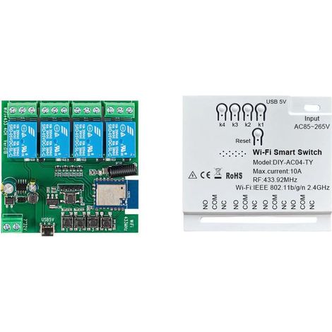 4CH Tuya WiFi Smart Switch WiFi Switch WiFi Switch DIY Minuterie 85-265V 5V 2.4G WiFi Module Domotique pour IFTT Home (1/4)