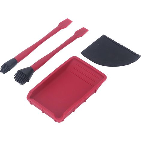 Kit de colle silicone 4 pièces avec 2 pinceaux, 1 peigne et 1 plateau, applicateur uniforme pour menuiserie (1/5)