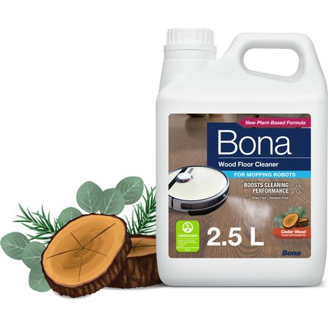 Bona - Nettoyant Sols en Bois Bona pour Robots Laveurs 2,5L - Produit Robot Laveur Sol - Detergent Robot Laveur - Produit Robot Aspirateur Laveur Sol