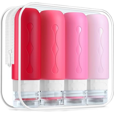 APEX Lot de 8 flacons de voyage en silicone étanches (ensemble de deux pièces), distributeur de liquide (90 ml) (1/5)