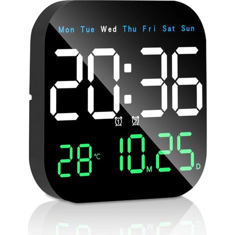 Multifunktionale LED-Wanduhr mit Fernbedienung, Timer, Countdown-Funktion, Temperaturanzeige und Dreifarbenanzeige (1/4)