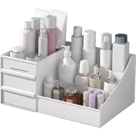 Organisateur de Maquillage Grand Capacité avec Tiroirs pour Cosmétiques, Soins de Peau et Vernis à Ongles Blanc (1/5)