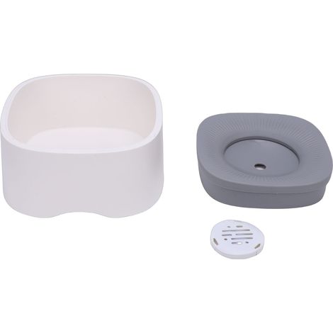 Bol d'eau Anti-déversement pour animaux de compagnie, en résine ABS, Anti-éclaboussures, boisson lente, mangeoire pour chiens de petite et moyenne taille, Beige et blanc (1/5)