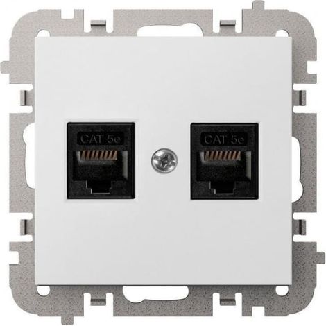 Conector para ordenador Santra 2x RJ45 sin marco, montaje empotrado, color blanco 4149-10