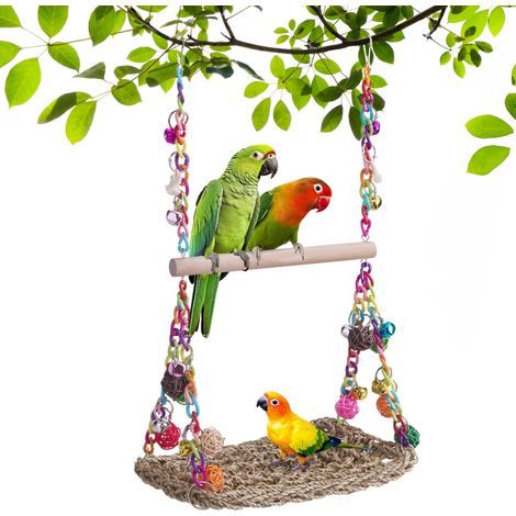 Jouet pour oiseaux pour perruches, calopsittes, jouet avec cloche, perruches, accessoires de cage à oiseaux, , hamac suspendu, aire de jeux pour pinsons, perruches (1/4)