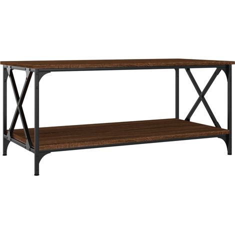 Tavolino da caffè dal design industriale con ripiano 100 x 50 x 45 cm in legno ingegnerizzato marrone e ferro DEC038594