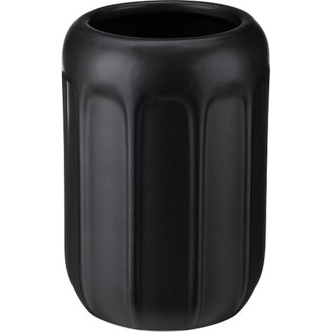 Taza de baño de cerámica LINO, color negro mate, relieve, diseño acanalado, estilo industrial (1/3)