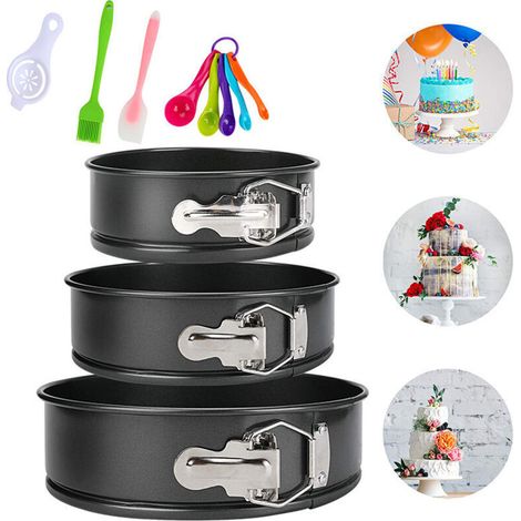 Moule à Gàteau Rond, Ensemble de Moule a Gateau Antiadhésif Moules à Charnière Rondes en Acier Inoxydable Moule a Charniere Moule à Gâteau à Charnière avec Fond Amovible,ensemble de 7 pièces (1/4)