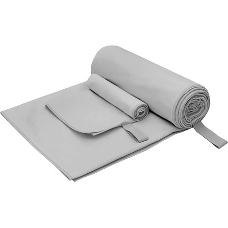 Sporthandtuch Set 2 pcs Grau Stoff