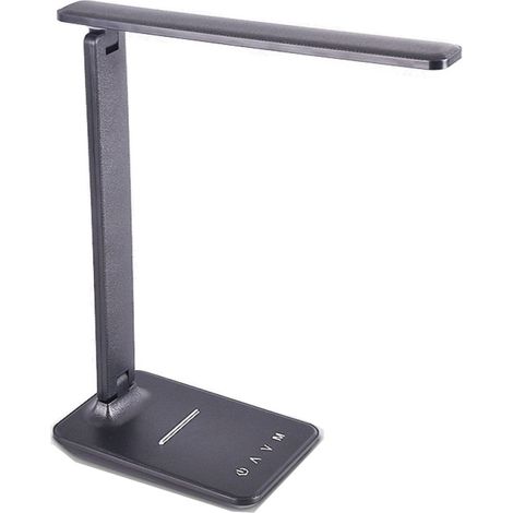 Lampe De Bureau - LED Dimmable 5 Niveaux Luminosité 5 Températures Couleur 6000K-3000K - Bras Réglable 180° Support 90° - Port USB 5V/1A - Noir (1/5)
