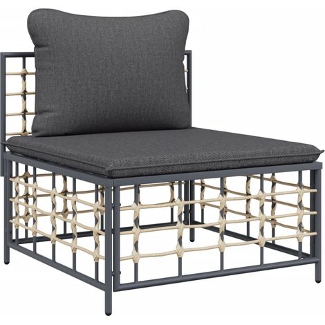 Maison Exclusive - Garten-Mittelsofa mit Dunkelgrauen Kissen Poly