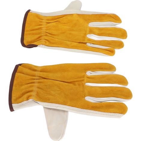 Gartenhandschuhe aus Rindsleder, stichfest, abriebfest, mit geschlossenen Fingern, aprikosenfarben (1/5)