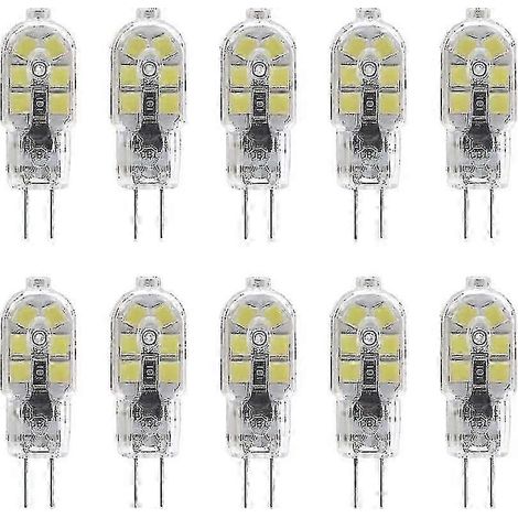 Lot de 10 ampoules LED G4 2W pour hotte aspirante, 12V AC/DC, équivalent halogène 20W, blanc froid 6000K, avec couvercle en PVC transparent. (1/5)