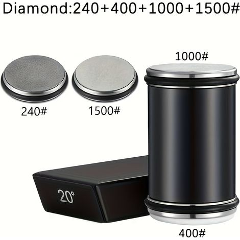 Affûteur manuel diamanté avec système d'affûtage magnétique - affûteur puissant pour outils de cuisine et d'extérieur, sans électricité 【Noir】-Diamond400+1000+240+1500-【Noir】 (1/5)