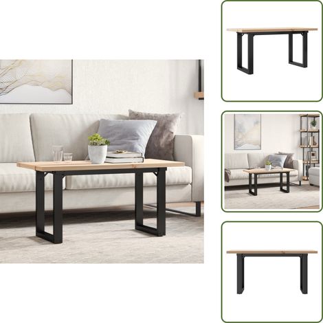 Kiefer Couchtisch - vidaXL Couchtisch O-Gestell 90x40x45,5cm Massivholz Kiefer & Stahl - O-Gestell Couchtisch (1/5)