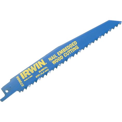 IRWIN 956R Sabre Saw Blades 225mm Pack of 5 for Nail-Embedded Wood