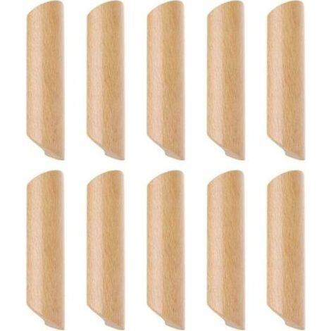 Lot de 10 Poignées de Placard en Bois Forme Éventail Poignée pour Meuble Tiroir avec Vis Entraxe 160mm (1/4)