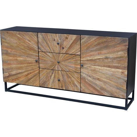 Madira-Buffet avec 2 portes 3 tiroirs en bois de manguier noir