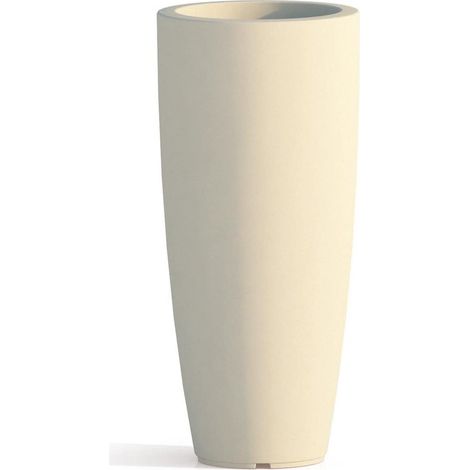 Runde und hohe Vase Cromia Stilo, einfarbig, für draußen und drinnen 'Made in Italy -Elfenbein / Ø40 x H 90 cm