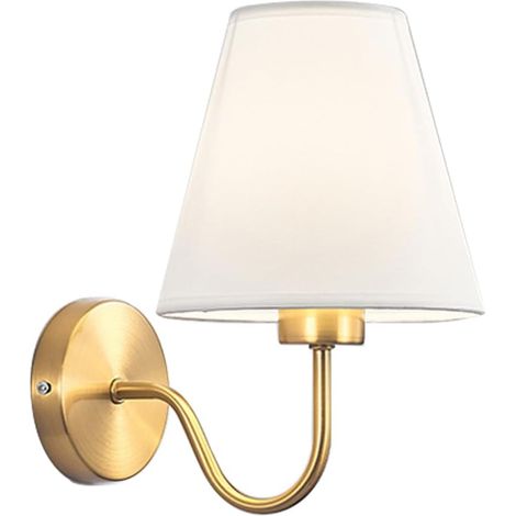 Lámpara de pared de interior de estilo escandinavo moderno, con pantalla de tela, ideal para oficinas (blanca). (1/4)