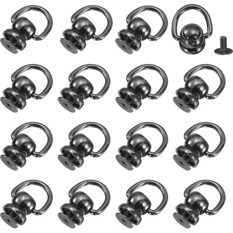 Lot de 16 rivets à boule en métal avec anneau en D (noir) (1/5)