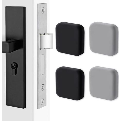 [NEVER USED] silicone door handles, square wall protectors. Silent wall guard for handles, buffer door stopper (black x2, gray x2) (1/4)