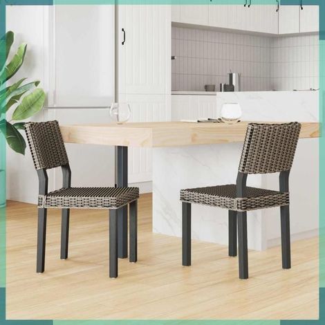 Chaise de salle à manger - 42012425 - Rattan kubu tressé - Noir blanchi - Assise 45 cm (1/5)