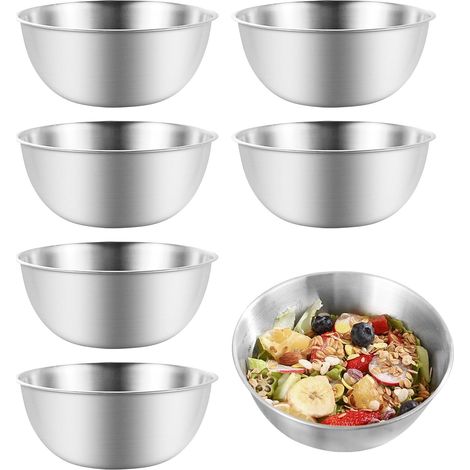 Lot de 6 Bol, Acier inoxydable, Diamètre 17 cm, Lave-vaisselle, Saladier,, Snacks (1/5)