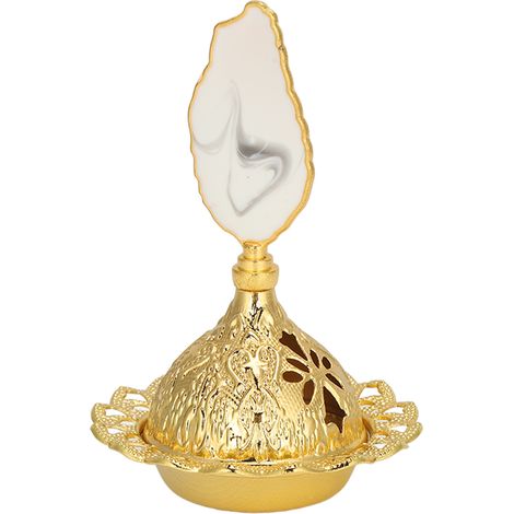 Brûleur d'encens en métal design pour bureau, aromathérapie, salon ou chambre, compact avec couvercle. (1/5)