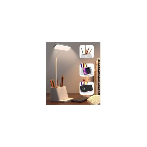 Lampe de table LED blanche, dimmable, avec support pour téléphone, lumière tricolore, lampe de table pour enfants, lampe de chevet tactile (1/5)