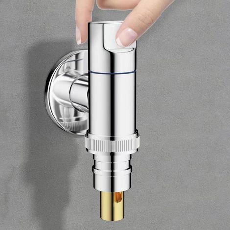 CCYKXA 1 PCS Messing Waschmaschine Wasserhahn mit Schnell öffnen Wasser Stop - Silber (1/4)