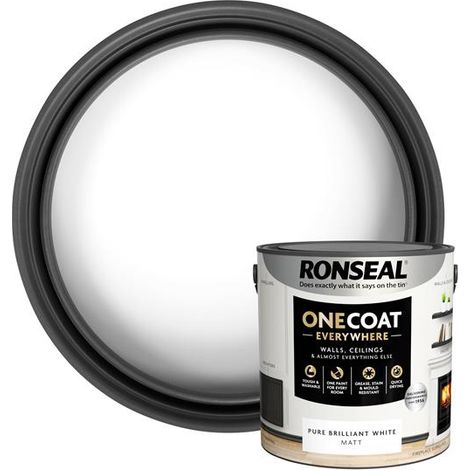 Ronseal One Coat Interior Paint Pure Brilliant White Matt 2.5 litre RSLOCEBWM25L (1/4)