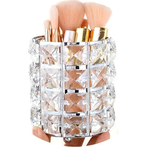 Porte-pinceaux de maquillage en cristal fait main, pot à crayons à sourcils, organisateur de rangement cosmétique pour coiffeuse, salle de bain, chambre, bureau (1/5)
