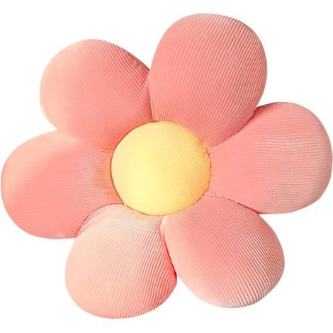 Dekokissen mit Blumenmuster – Plüschiges Dekokissen – Sitzkissen – Extra weiche Füllung – 40 cm Durchmesser – Rosa (1/5)