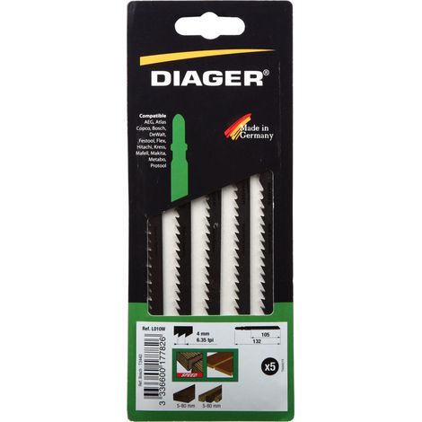 5 lames scie sauteuse bois coupe rapide jusqu'à 50mm DIAGER
