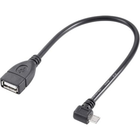 Renkforce USB-Kabel USB 2.0 USB-Micro-B Stecker, USB-A Buchse 0.10 m Schwarz mit OTG-Funktion, verg (1/2)