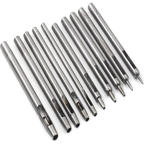 10-teiliges Lederstanzwerkzeug-Set, Lochzange, Hohlstanze, 10 Größen, für Gürtel, Armbänder, Papier, Bastelarbeiten (1/5)