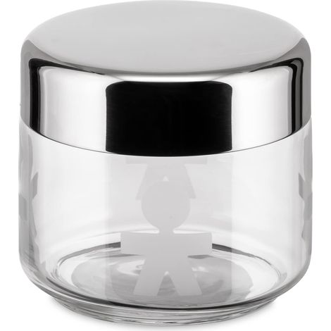 Alessi AKK35 Girotondo Barattolo Ermetico in Vetro Serigrafato con Coperchio in Acciaio Lucido (1/4)