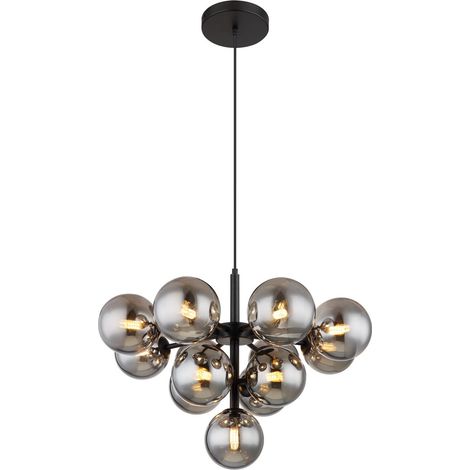 Lámpara colgante - negro - GRAPPY - vidrio - Ø 56cm - G9 - (1/5)