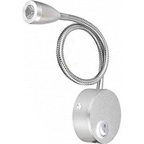 Lampe de chevet LED argentée compatible avec une utilisation nocturne, dotée d'un col de cygne flexible. (1/5)
