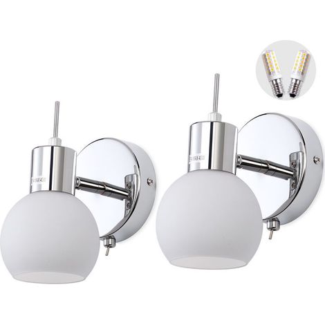 Lot de 2 Applique Murale en Acrylique Applique Art Deco Luminaire Salle de Bain E14 (1/5)