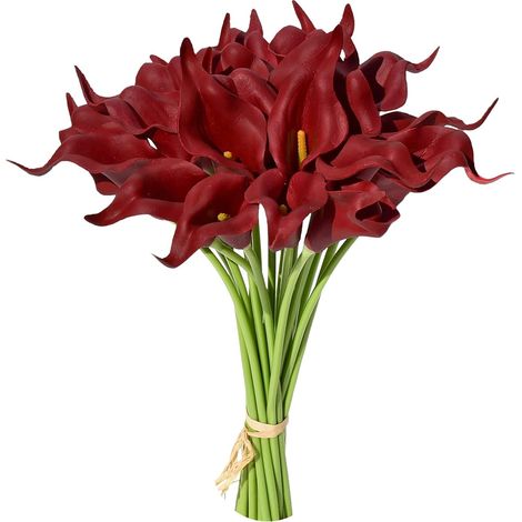 Fleur Artificielle Calla Lily - 35 cm - Polyuréthane Haut De Gamme - Décoration Intérieure Maison Cuisine Salle À Manger Mariage Fête Des Mères - Lot De 20 Pièces (1/5)