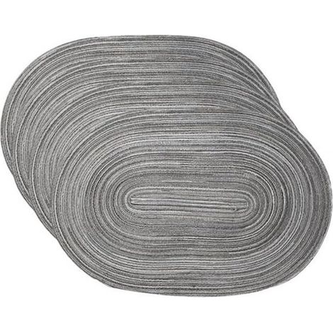 Platzsets – Untersetzer – Ovales Platzset – 45 x 30 cm – Gewebt – Hitzebeständig bis 85 °C – Rutschfest – Waschbar – Baumwolle/Polyester – 6er-Set – Grau (1/5)