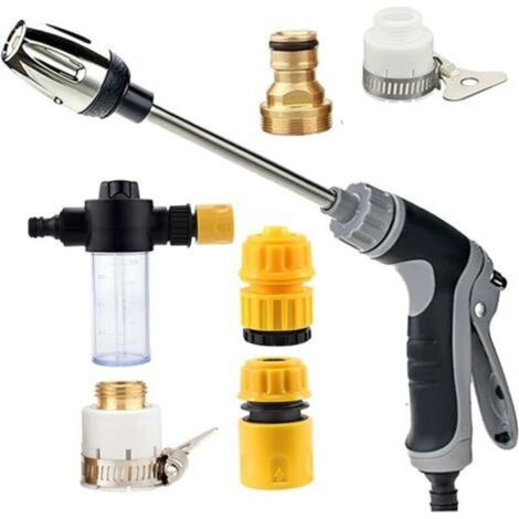 Pressure Washer Gun with 360° Swivel Nozzle, Metal Extension Pole for Car Wash, Driveway, Patio and Garden Cleaning (1/5)