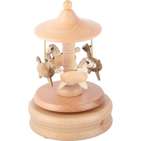 Coffret musical en bois vintage avec cheval tournant, artisanat en bois décoratif, cadeau de Noël pour décoration intérieure (1/5)