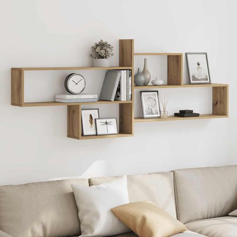 Étagère murale-Étagère flottante-Étagère de rangement suspendue chêne artisanal 167,5x18x68 cm bois ingénierie 713544 (1/5)