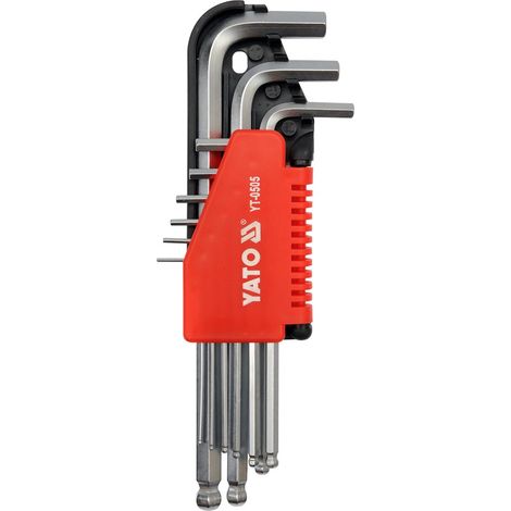 YATO YT-0505 - CLÉ HEXAGONALE AVEC BOULE 9 PIÈCES 1,5 - 10 MM CRV (1/2)